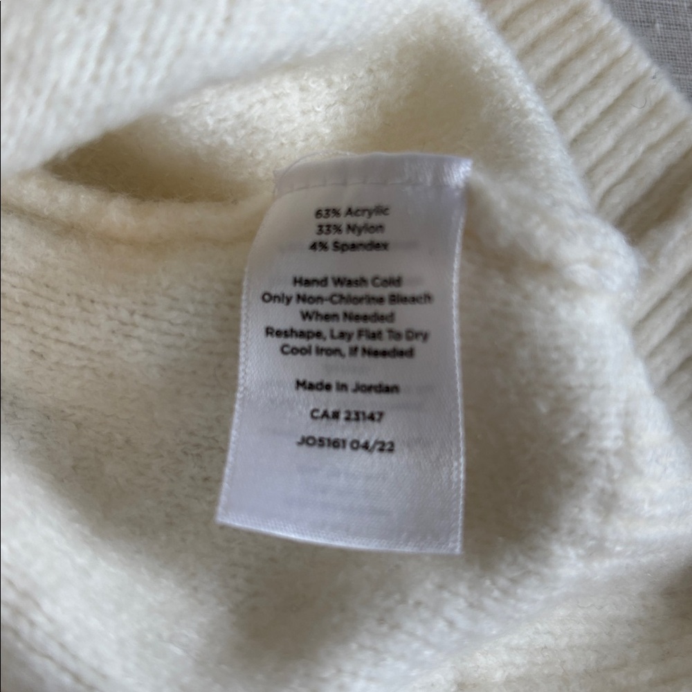 TALBOTS Cable Knit Ruffle Crewneck Sweater Cream Ivory Soft Size Large - Picture 8 of 10
